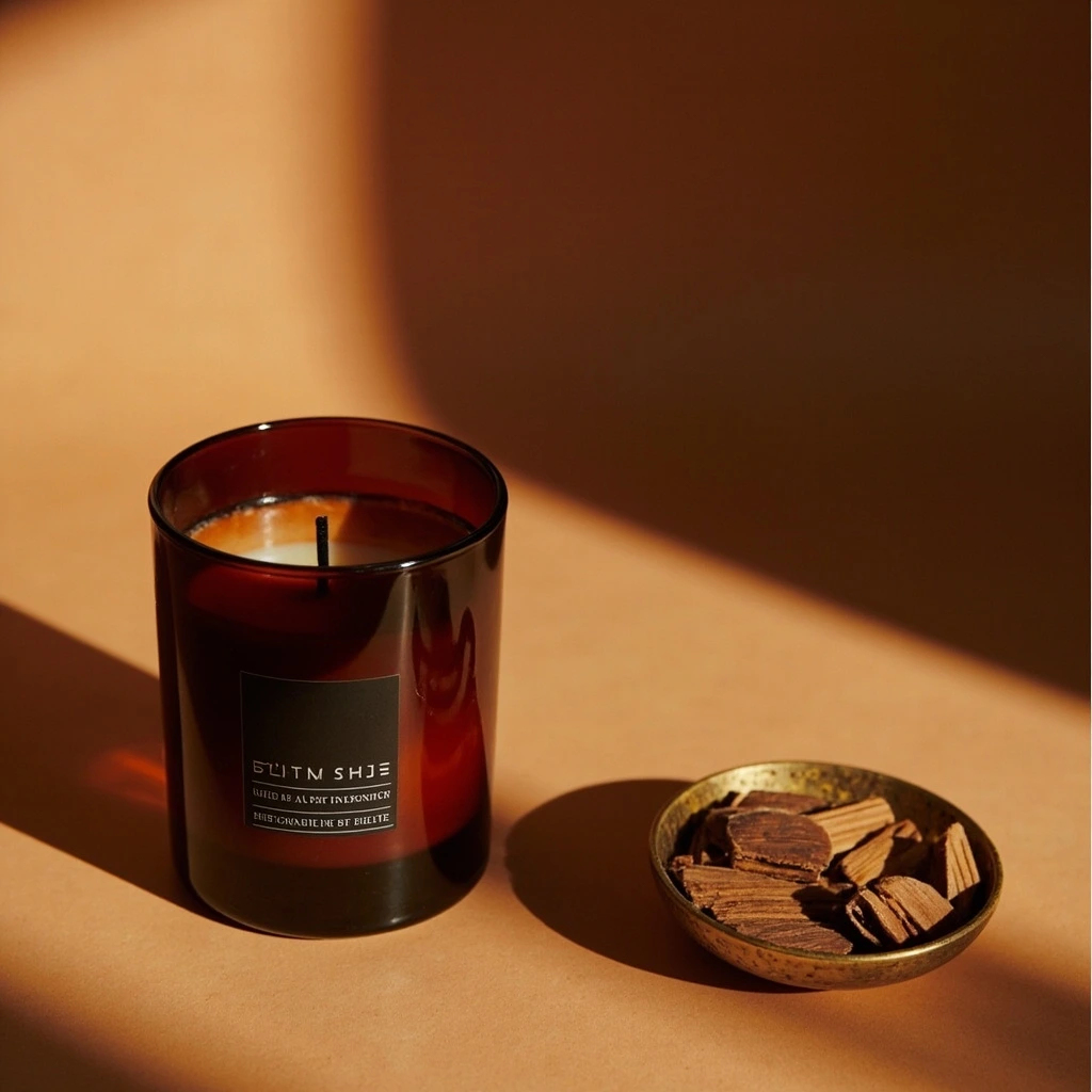 Resinous family candle with a brass dish of frankincense.